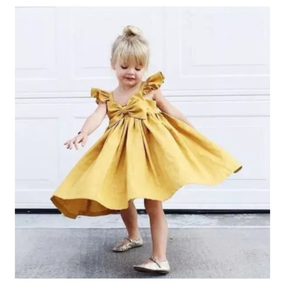 Baby Toddler Girls Mustard Ruffle Sundress - Picture 4 of 4